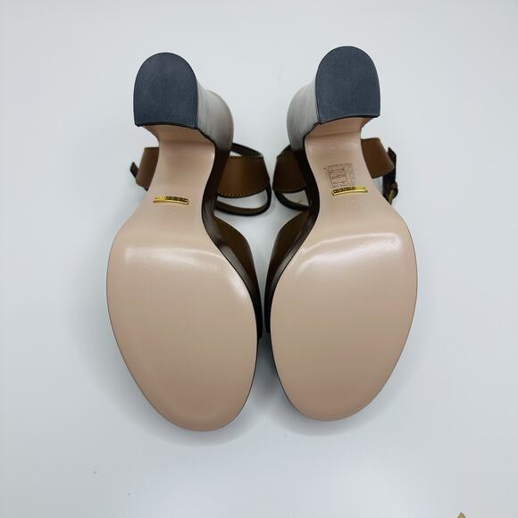 Gucci Cutout Interlocking G 37.5/ US 7.5 Platform Sandal Dark Brown Leather NIB - Picture 13 of 15